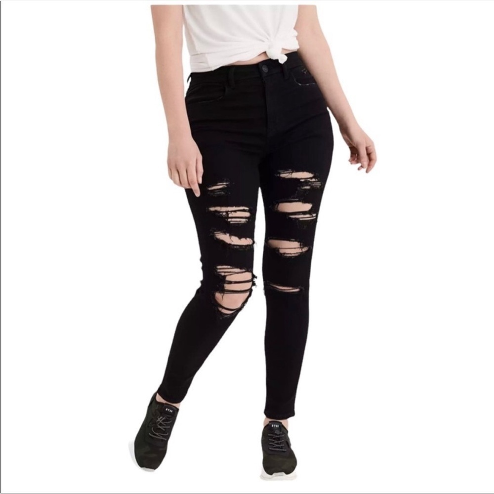 American Eagle Destroyed Hi Rise Jeggings